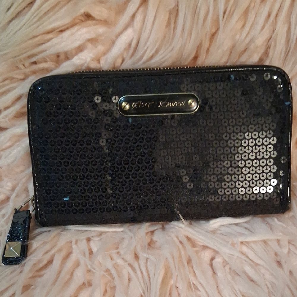 Betsey Johnson Glittering Black Sequin Clutch